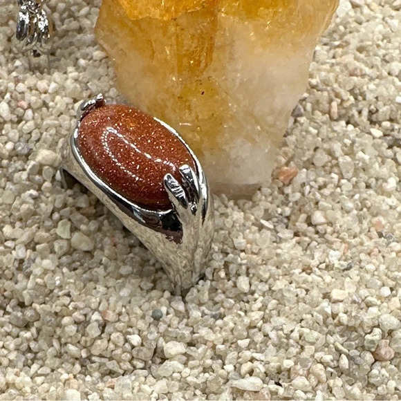 Sunstone silver Victorian ring manifesting confidence and faith crystal - Picture 1 of 7